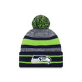 Seattle Seahawks NFL New Era Men Navy Cuff Pom Knit Hat product image 1, provided for visual reference and product detail