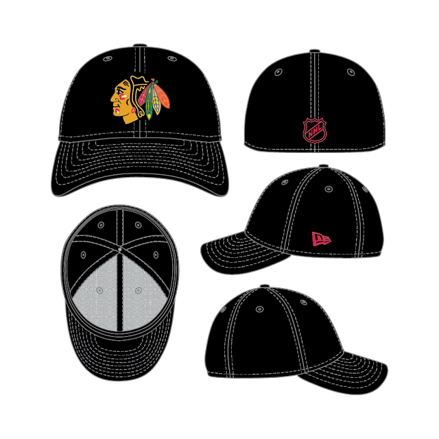 Chicago Blackhawks NHL New Era Men Black 39Thirty Team Classic Stretch Fit Hat product image 1, provided for visual
