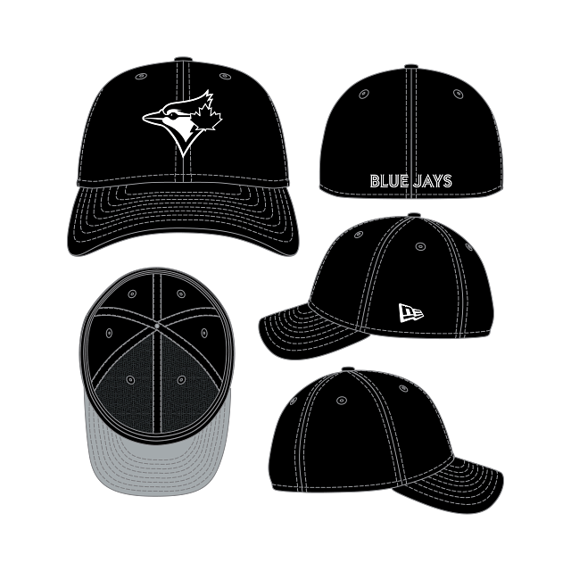 Toronto Blue Jays MLB New Era Men Black White 39Thirty M-Crown Stretch Fit Hat product image 3, provided for visual
