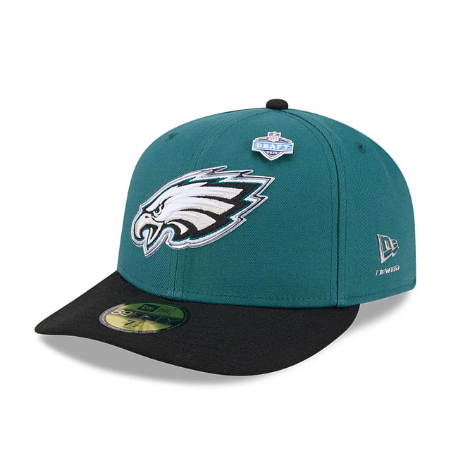 Philadelphia Eagles NFL New Era Men Green 59Fifty Pre-Curved 2026 Draft Fitted Hat product image 1, provided for visual