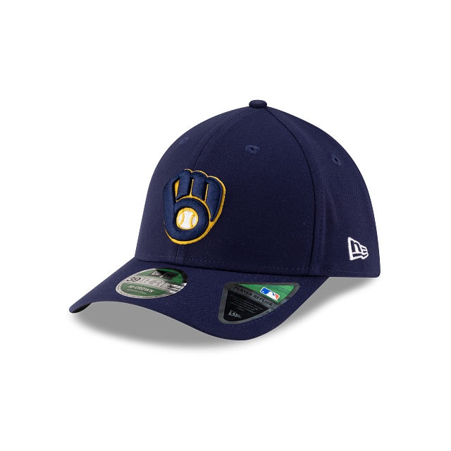 Milwaukee Brewers MLB New Era Men Navy 39Thirty M-Crown Player Replica Stretch Fit Hat product image 1, provided for visual