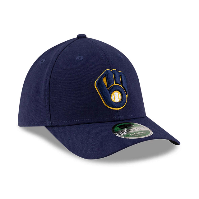 Milwaukee Brewers MLB New Era Men Navy 39Thirty M-Crown Player Replica Stretch Fit Hat product image 5, provided for visual