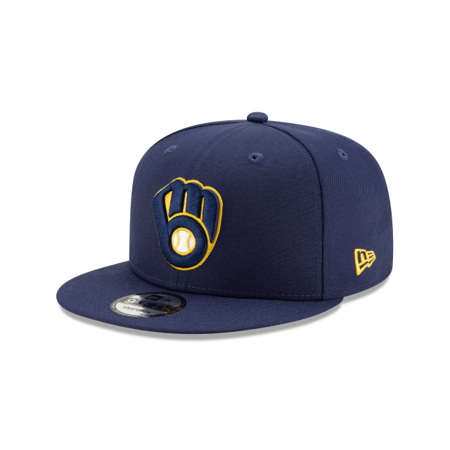 Milwaukee Brewers MLB New Era Men Navy 9Fifty Basic Snapback Hat product image 1, provided for visual reference and product