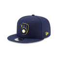 Milwaukee Brewers MLB New Era Men Navy 9Fifty Basic Snapback Hat product image 1, provided for visual reference and product