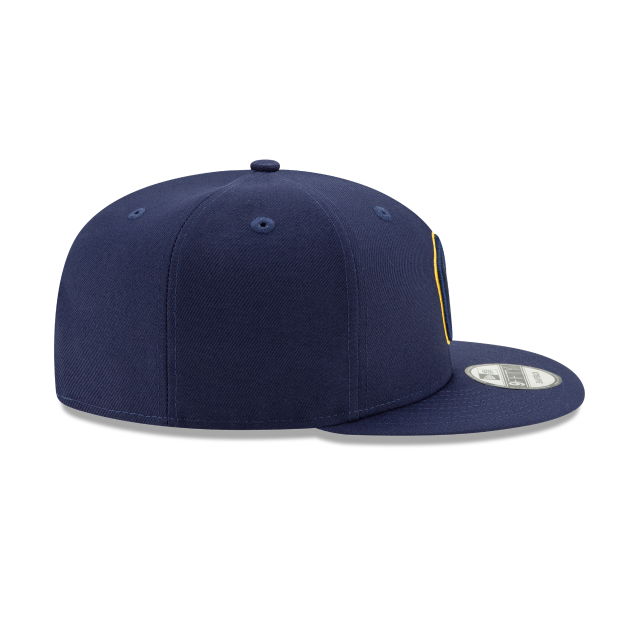 Milwaukee Brewers MLB New Era Men Navy 9Fifty Basic Snapback Hat product image 3, provided for visual reference and product