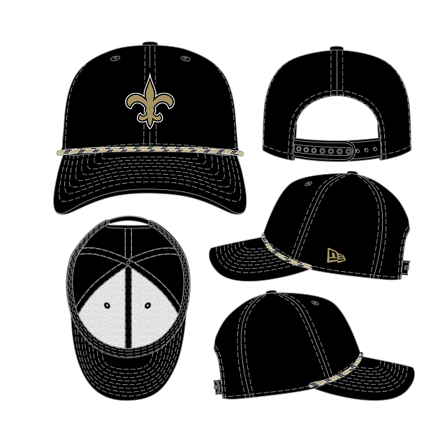 New Orleans Saints NFL New Era Men Black 9Seventy Multi-Rope Stretch Snapback Hat product image 1, provided for visual