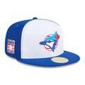 Toronto Blue Jays MLB New Era Men White/Royal Blue 59Fifty Cooperstown Hall of Fame Side Patch Fitted Hat product image 1,