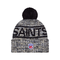 New Orleans Saints NFL New Era Men Grey/Gold 2025 Sideline Sport Knit Pom Hat product image 1, provided for visual reference