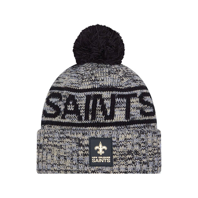 New Orleans Saints NFL New Era Men Grey/Gold 2025 Sideline Sport Knit Pom Hat product image 3, provided for visual reference