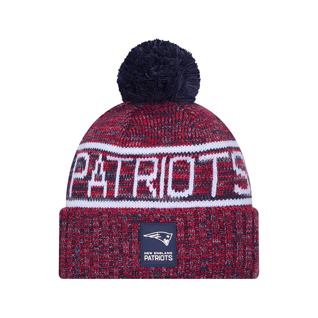 New England Patriots NFL New Era Men Red/Navy 2025 Sideline Sport Knit Pom Hat product image 1, provided for visual