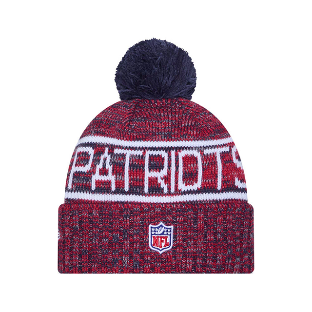 New England Patriots NFL New Era Men Red/Navy 2025 Sideline Sport Knit Pom Hat product image 2, provided for visual