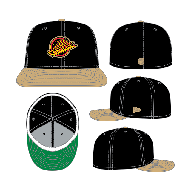 Vancouver Canucks NHL New Era Men Black/Beige 59Fifty Leather Fitted Hat product image 1, provided for visual reference and