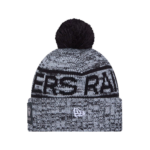 Las Vegas Raiders NFL New Era Men Grey/Black 2025 Sideline Sport Knit Pom Hat product image 2, provided for visual reference
