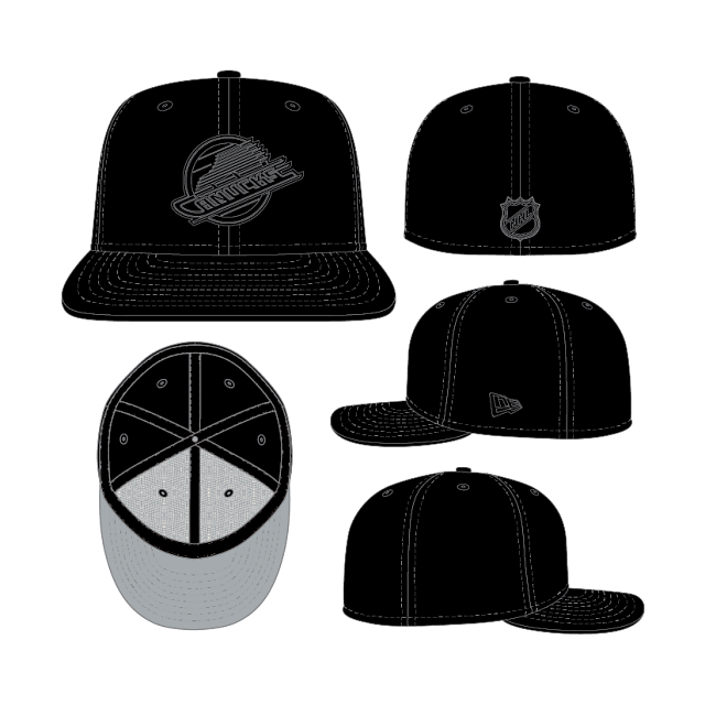 Vancouver Canucks NHL New Era Men Black on Black 59Fifty Fitted Hat product image 4, provided for visual reference and