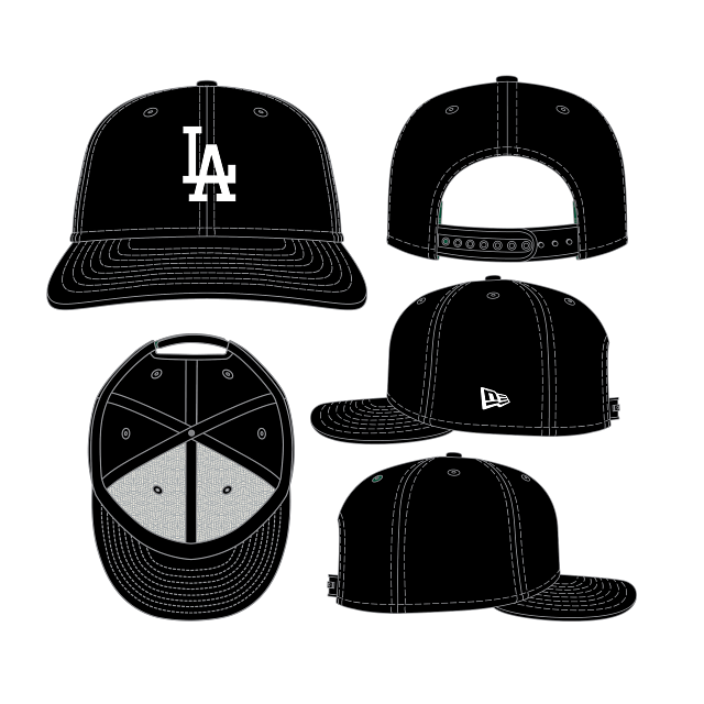 Los Angeles Dodgers MLB New Era Men Black White 9Seventy Snapback Hat product image 1, provided for visual reference and