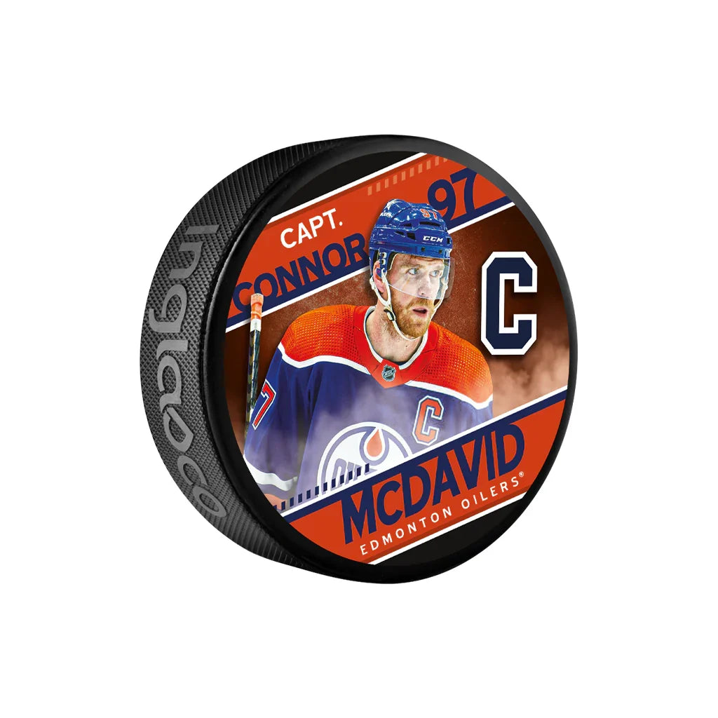 Connor McDavid Edmonton Oilers NHL Inglasco Cube Star Hockey Puck product image 4, provided for visual reference and product
