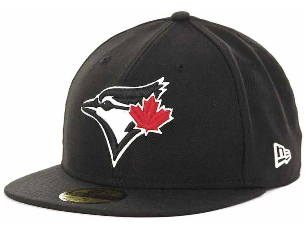 Toronto Blue Jays MLB New Era Men Black White 59Fifty Red Leaf Fitted Hat product image 4, provided for visual reference and