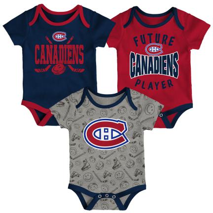 Montreal Canadiens NHL Outerstuff Infant Tricolor Full Strength 3 Piece Creeper Set product image 1, provided for visual