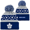 Toronto Maple Leafs NHL Outerstuff Infant Navy/Grey Face Off Cuff Pom Knit Hat product image 1, provided for visual