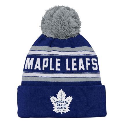 Toronto Maple Leafs NHL Outerstuff Youth Navy Jacquard Cuff Pom Knit Hat product image 1, provided for visual reference and