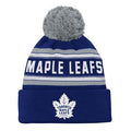 Toronto Maple Leafs NHL Outerstuff Youth Navy Jacquard Cuff Pom Knit Hat product image 1, provided for visual reference and