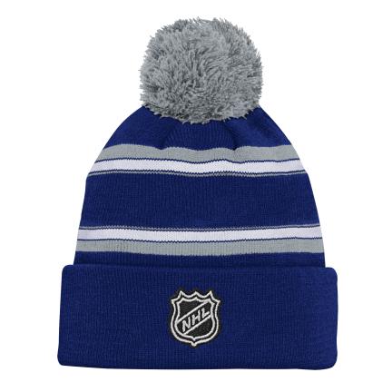 Toronto Maple Leafs NHL Outerstuff Youth Navy Jacquard Cuff Pom Knit Hat product image 2, provided for visual reference and
