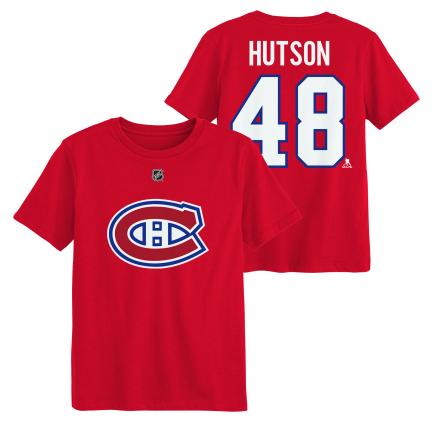 Lane Hutson #48 Montreal Canadiens NHL Outerstuff Kids Red T-Shirt product image 2, provided for visual reference and