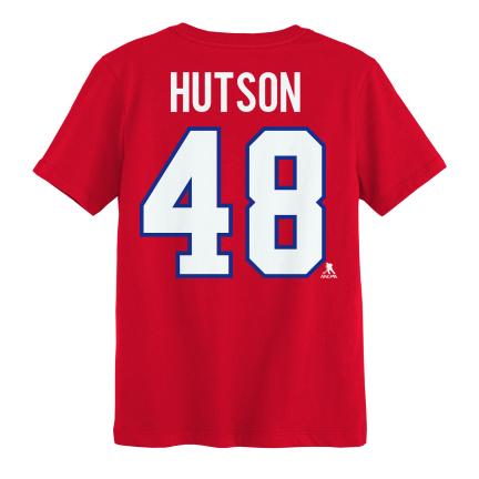 Lane Hutson #48 Montreal Canadiens NHL Outerstuff Kids Red T-Shirt product image 1, provided for visual reference and