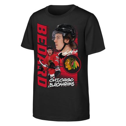 Connor Bedard Chicago Blackhawks NHL Outerstuff Youth Black Playmaker T-Shirt product image 1, provided for visual reference