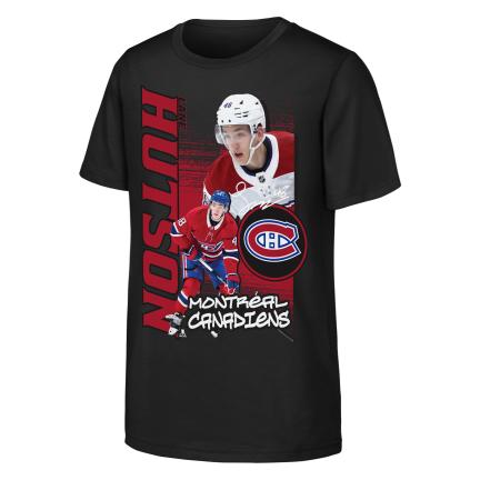 Lane Hutson Montreal Canadiens NHL Outerstuff Youth Black Playmaker T-Shirt product image 1, provided for visual reference
