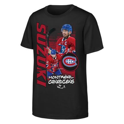 Nick Suzuki Montreal Canadiens NHL Outerstuff Youth Black Playmaker T-Shirt product image 1, provided for visual reference