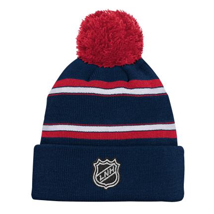 Montreal Canadiens NHL Outerstuff Youth Navy Jacquard Cuff Pom Knit Hat product image 2, provided for visual reference and