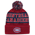 Montreal Canadiens NHL Outerstuff Youth Red Puck Pattern Jacquard Cuff Pom Knit Hat product image 1, provided for visual