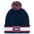 Montreal Canadiens NHL Outerstuff Youth Navy Stripes Knot Cuffed Pom Knit Hat product image 1, provided for visual reference