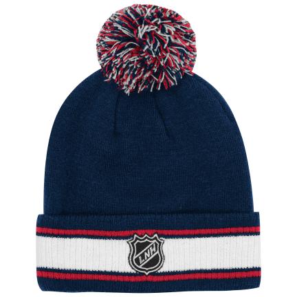 Montreal Canadiens NHL Outerstuff Youth Navy Stripes Knot Cuffed Pom Knit Hat product image 2, provided for visual reference
