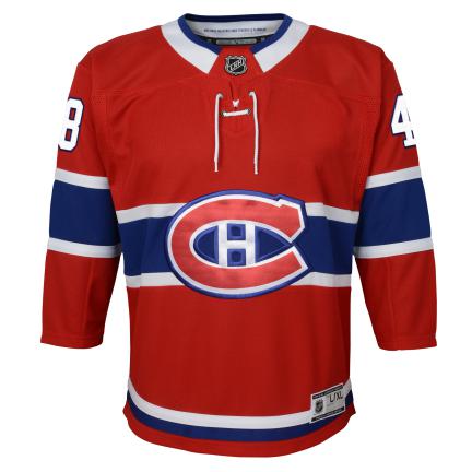 Lane Hutson Montreal Canadiens NHL Outerstuff Youth Red Premier Jersey product image 2, provided for visual reference and