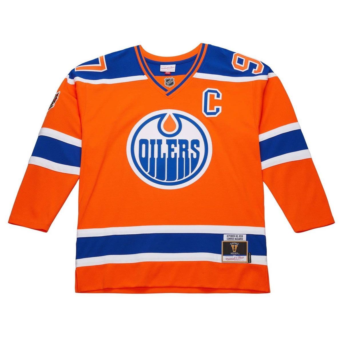 Connor McDavid Edmonton Oilers NHL Mitchell & Ness Youth Orange 2016 Heritage Classic Powerplay Jersey product image 2,