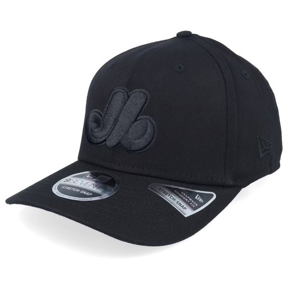 Montreal Expos MLB New Era Men Black On Black 9Seventy Snapback Hat product image 1, provided for visual reference and