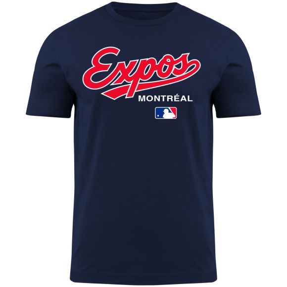 Montreal Expos MLB Bulletin Men Navy Uni T-Shirt product image 1, provided for visual reference and product detail review