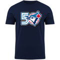 Toronto Blue Jays MLB Bulletin Men Navy 50th Anniversary Logo T-Shirt product image 1, provided for visual reference and