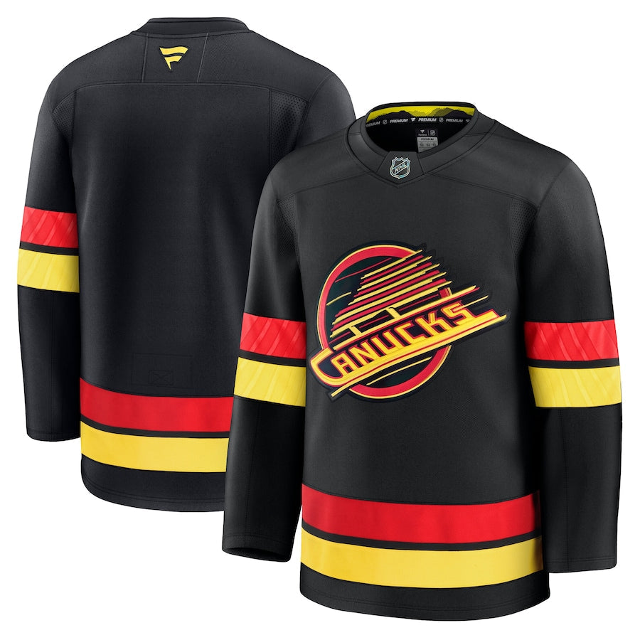 Vancouver Canucks NHL Fanatics Branded Men Black Alternate Premium Jersey product image 3, provided for visual reference and