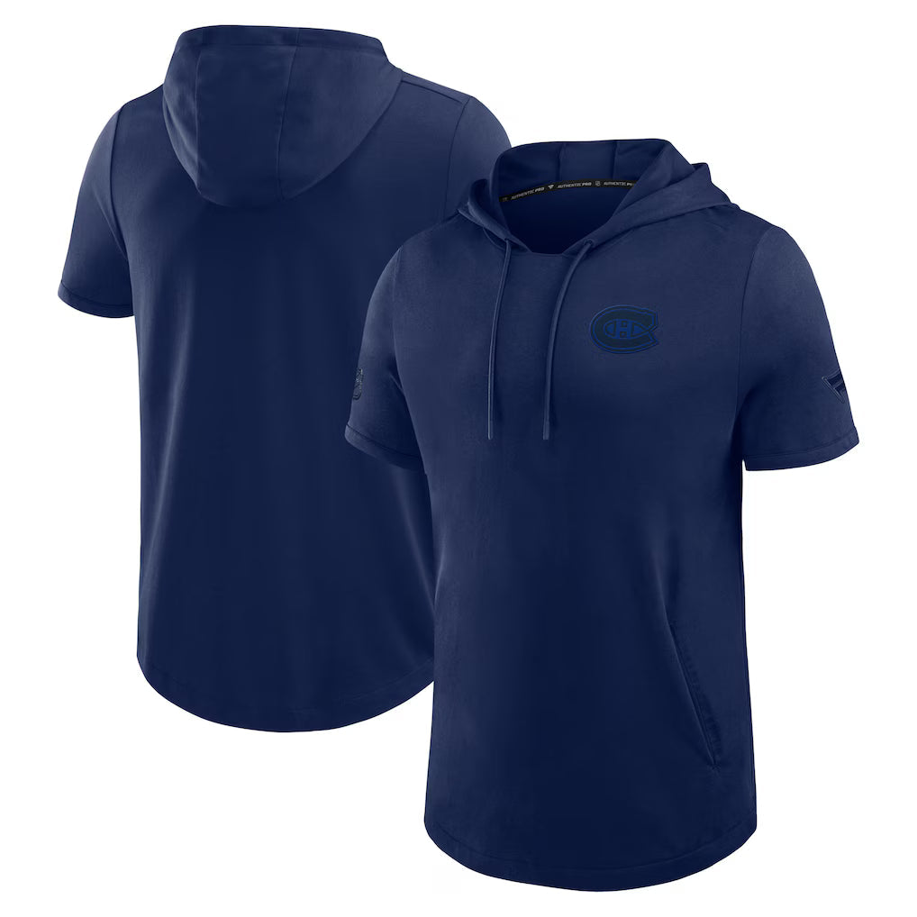 Montreal Canadiens NHL Fanatics Branded Men Navy Authentic Pro Tonal Rink Short Sleeve Hoodie product image 3, provided for