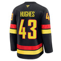 Quinn Hughes Vancouver Canucks NHL Fanatics Branded Men Black Alternate Premium Jersey product image 1, provided for visual