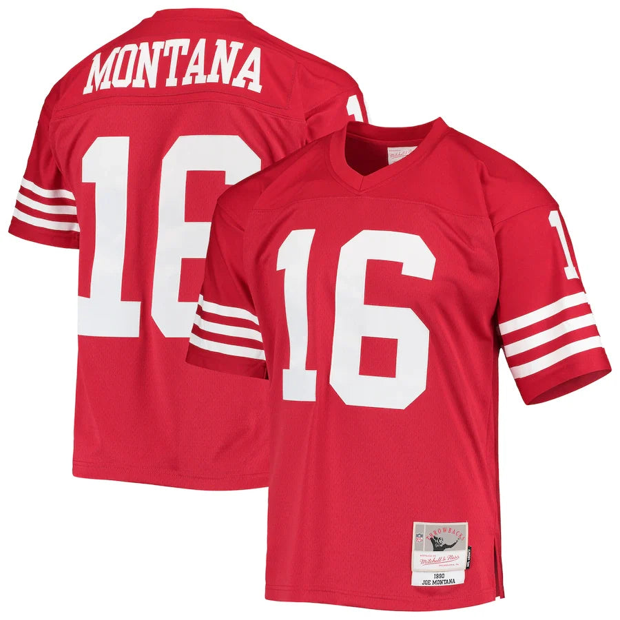Joe Montana San Francisco 49ers NFL Mitchell & Ness Men Scarlet 1990 Legacy Replica Jersey product image 1, provided for