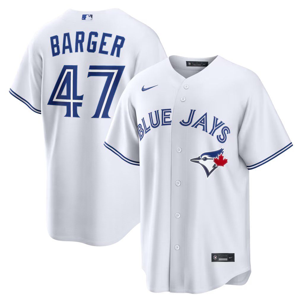 Addison Barger Toronto Blue Jays MLB Nike Men White Home Replica Jersey product image 3, provided for visual reference and