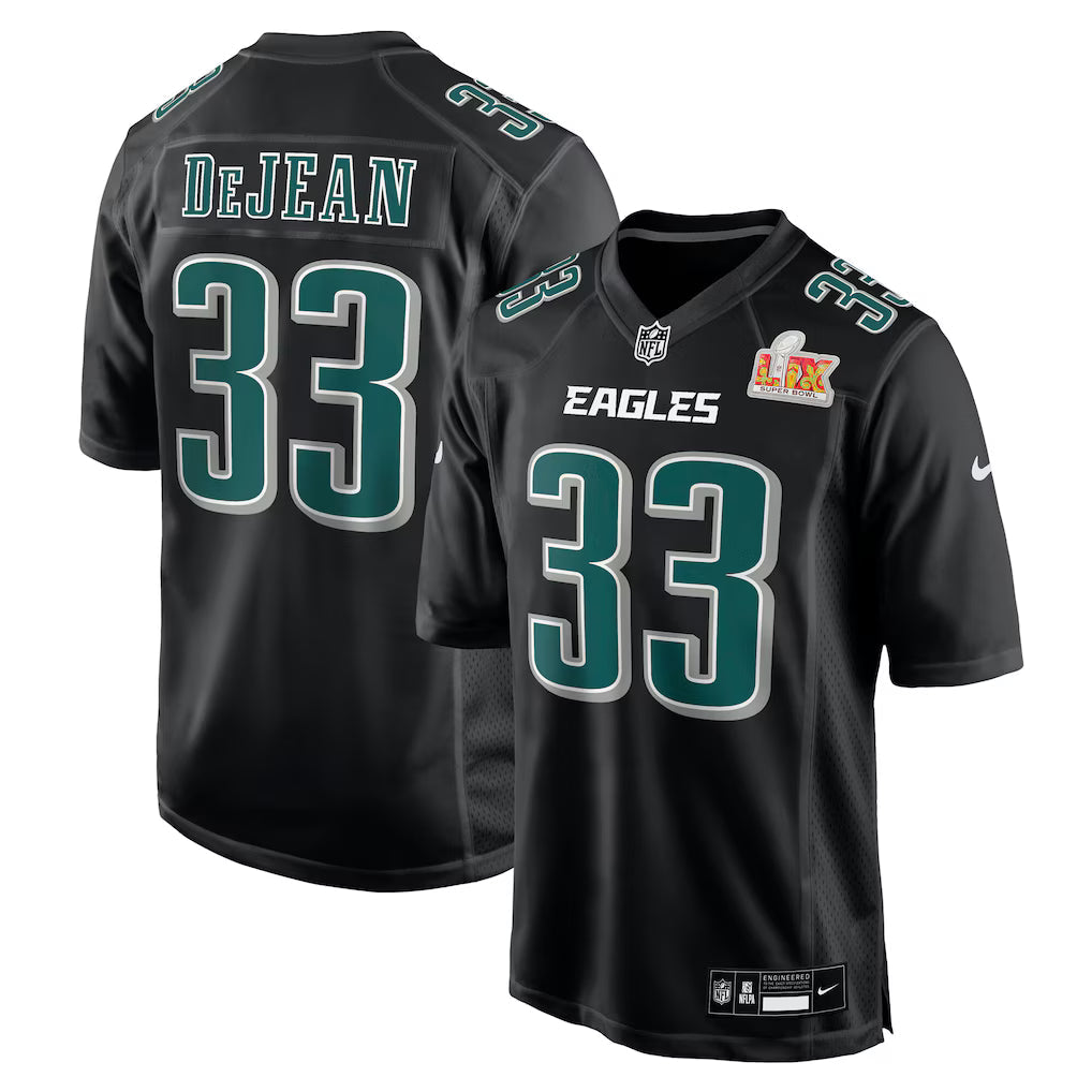Cooper DeJean Philadelphia Eagles NFL Nike Carbon Black Super Bowl LIX Fashion Game Player Jersey product image 3, provided