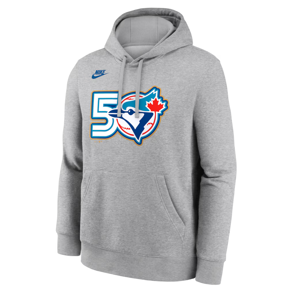 Toronto Blue Jays MLB Nike Men Dark Grey Heather 50th Anniversary Ballpark Legend Pullover Hoodie product image 1, provided