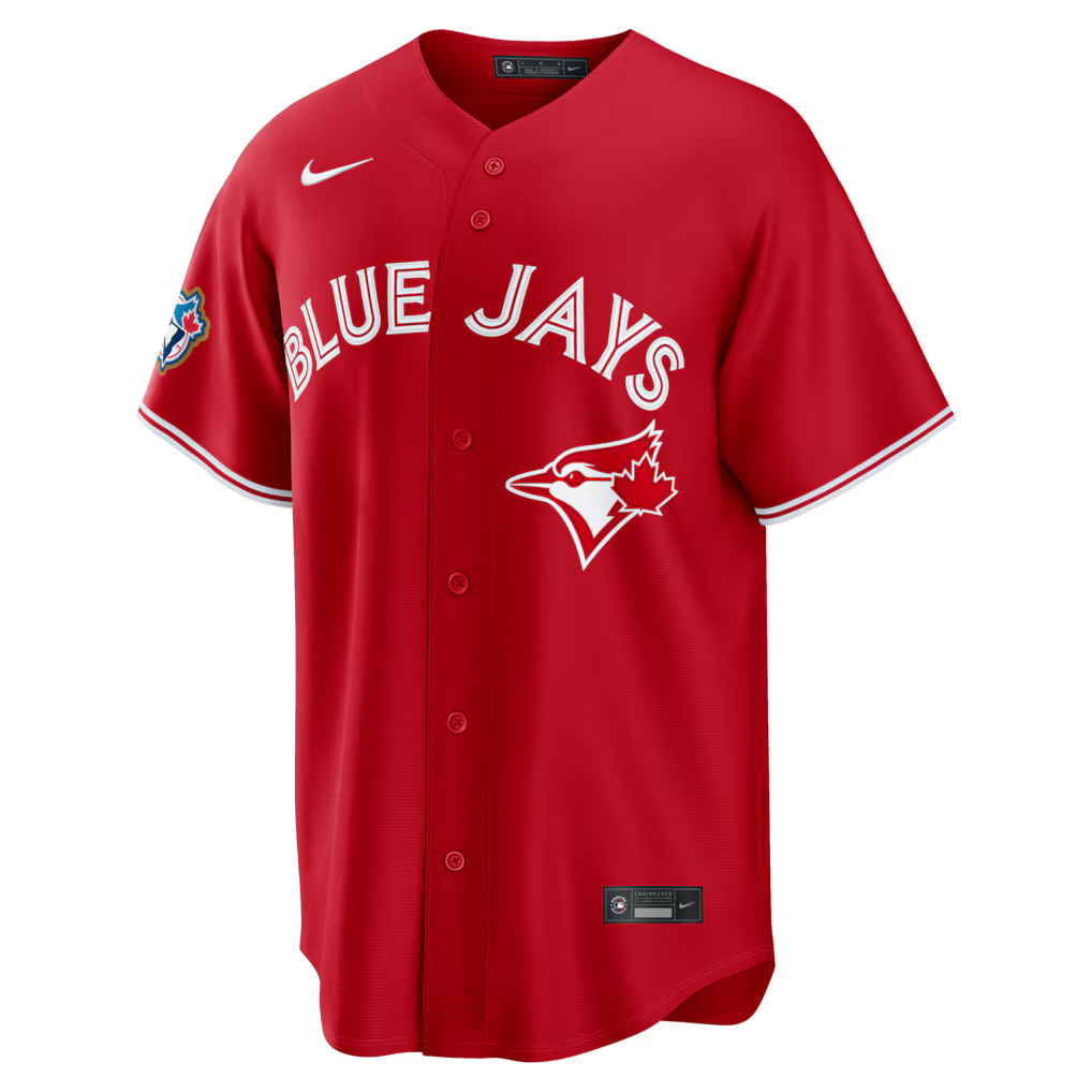 Toronto Blue Jays MLB Nike Men Sports Red Alternate 50th Season Patch Stadium Jersey product image 1, provided for visual