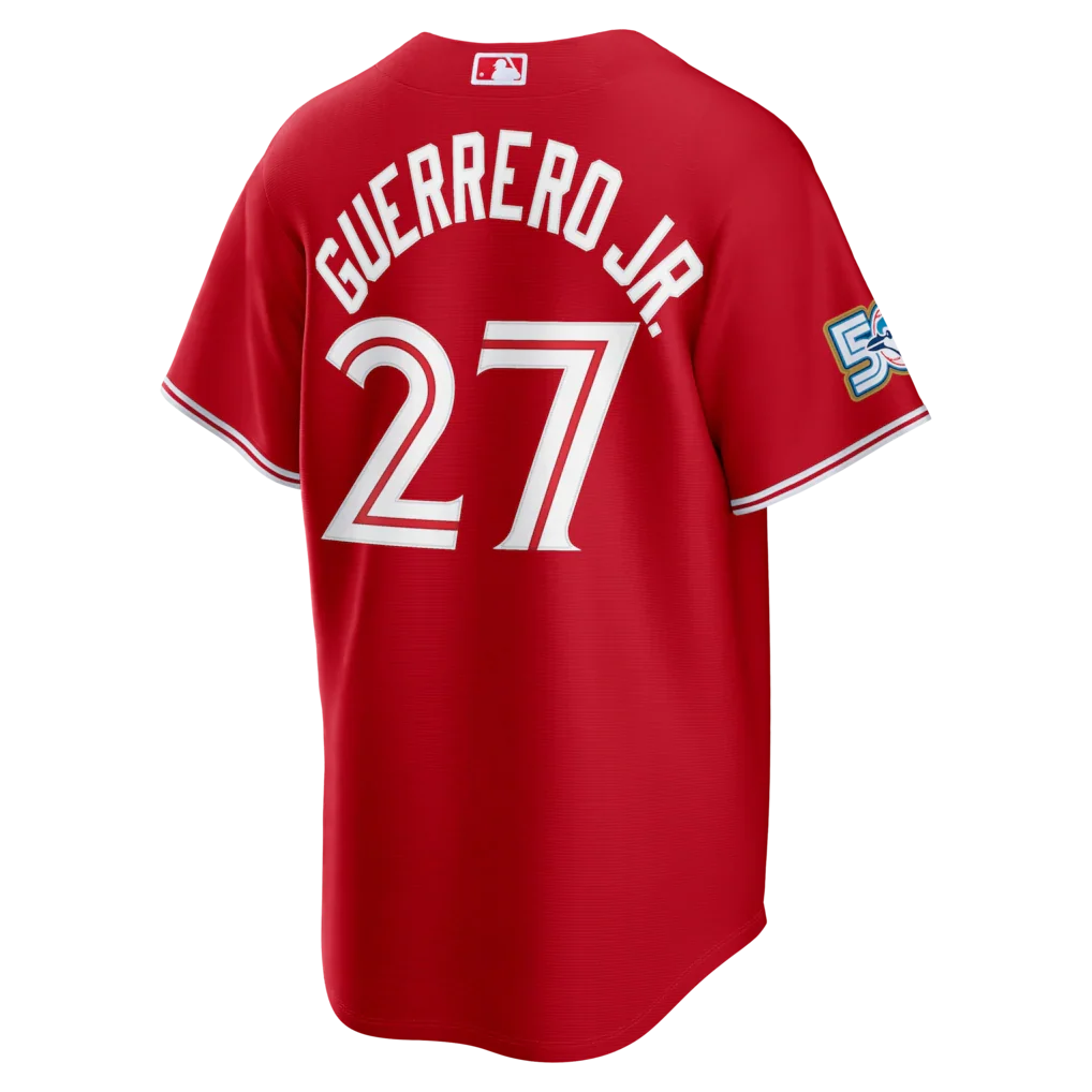 Vladimir Guerrero Jr. Toronto Blue Jays MLB Nike Men Sports Red Alternate 50th Season Patch Stadium Jersey product image 1,