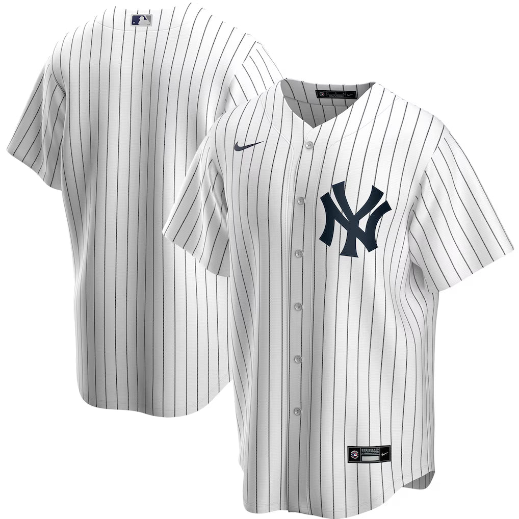 New York Yankees MLB Nike Men White Pinstripe Home Replica Jersey product image 3, provided for visual reference and product